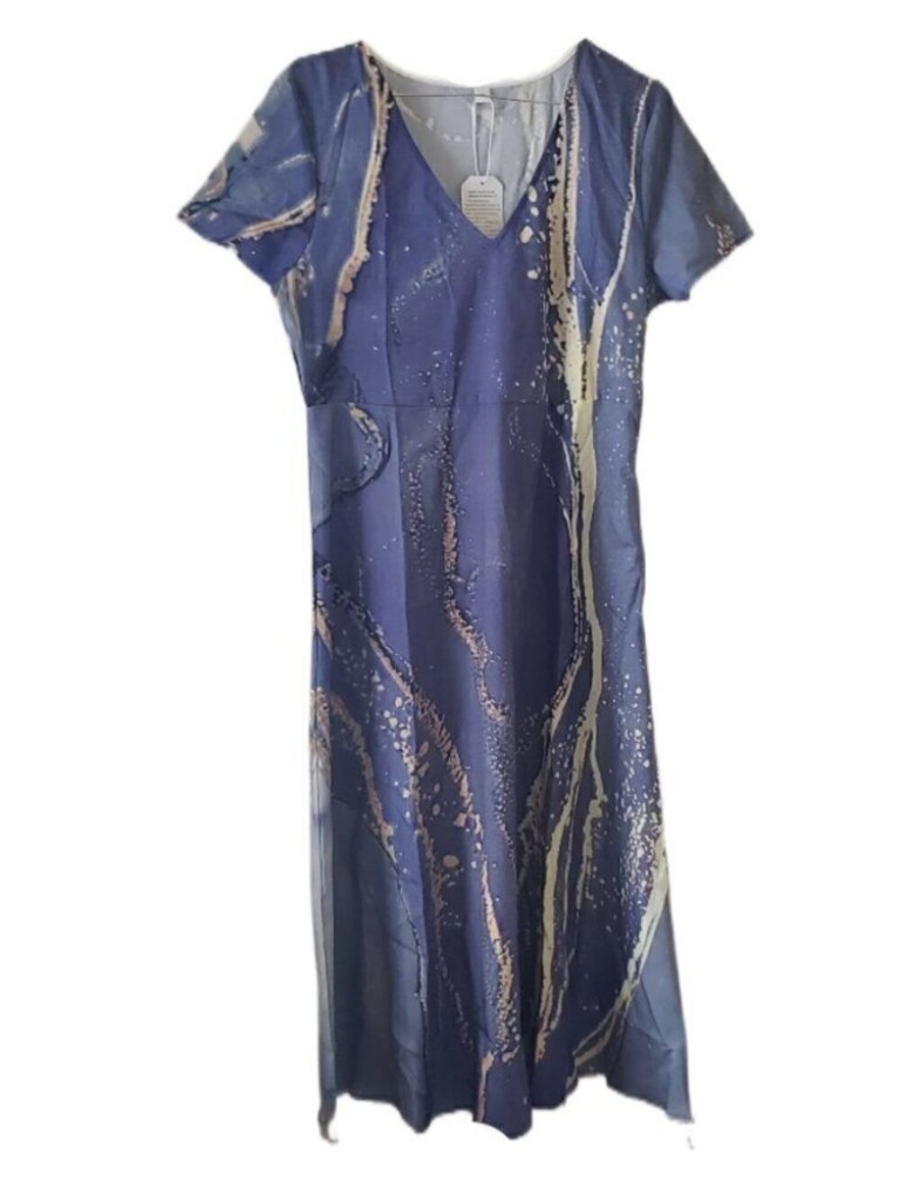 New Made with Love Marble Print Short Sleeve V Neck Dress